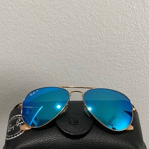 Raybans Blue and Gold Aviator